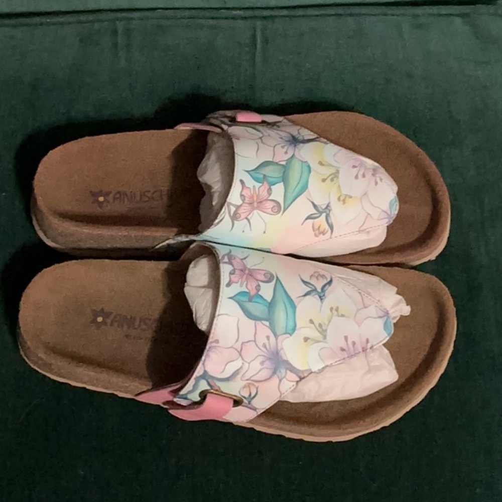 ANUSCHKA KYRA JAPANESE GARDEN WOMENS LEATHER SANDALS NEW - Picture 5 of 5